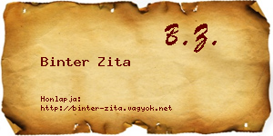 Binter Zita névjegykártya